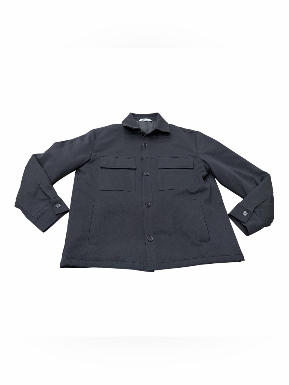 Zara Black Textured Comfort Overshirt Jacket Shacket Twill Men's Size Large